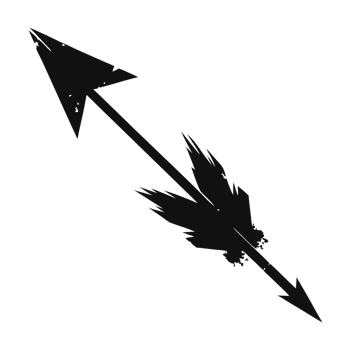 Silhouette of a traditional arrow with feather details, ideal for archery, hunting, and vintage design themes. Isolated on a white background. png