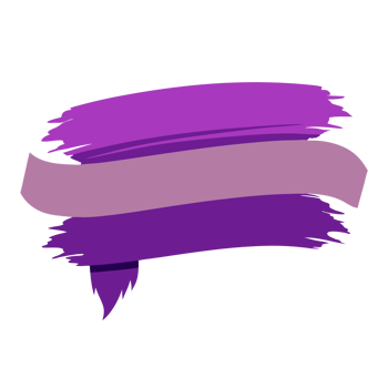 Colorful purple and violet abstract brush strokes on white background. Art, creativity, and modern design concept. png