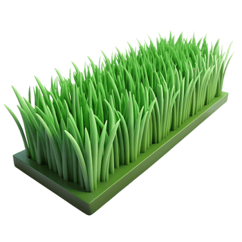 Closeup of realistic artificial green grass block, perfect for landscape design and garden decoration concepts. png