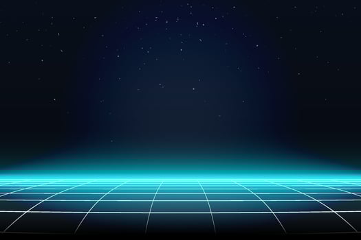Turquoise neon color floor lines background. Perspective plane of abstract lines. Retro Futuristic style vector