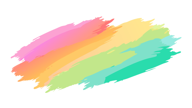 Vibrant watercolor brushstroke in rainbow colors, perfect for art projects, backgrounds, or creative designs. png