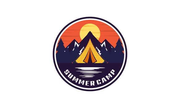 Summer camping logo isolated on background vector