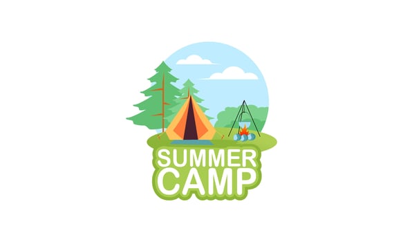 Summer camping logo isolated on background vector