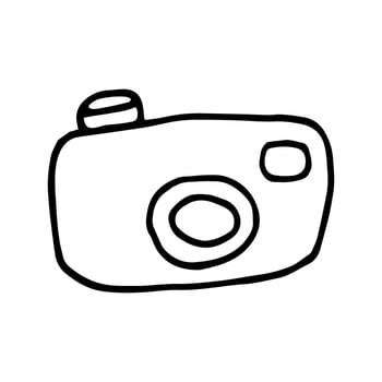 Single element of camera in summer doodle set. Hand drawn illustration for greeting cards, posters, stickers and seasonal design. vector