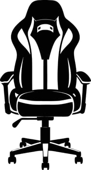gaming chair silhouette illustration. black and white vector
