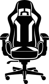gaming chair silhouette illustration. black and white vector