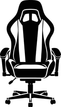 gaming chair silhouette illustration. black and white vector