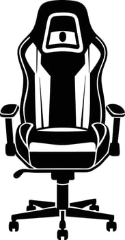 gaming chair silhouette illustration. black and white vector