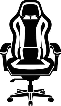 gaming chair silhouette illustration. black and white vector