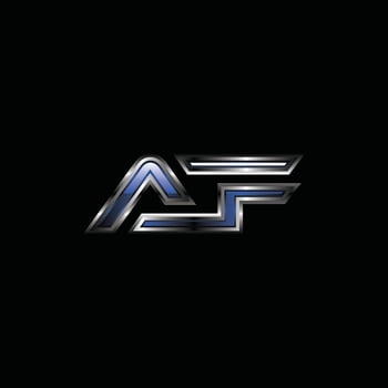 Letter AF Silver Metallic Geometric Business Technology Icon Design Template Logo vector