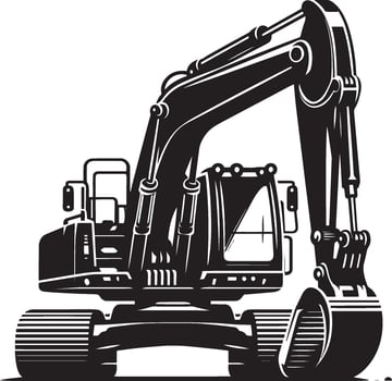 Construction excavator silhouette illustration isolated on a white background vector