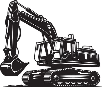 Construction excavator silhouette illustration isolated on a white background vector