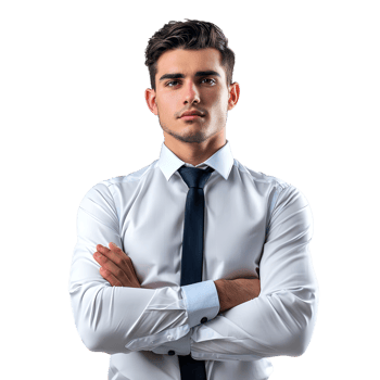 Businessman with his arms crossed and looking serious isolated on transparent background png