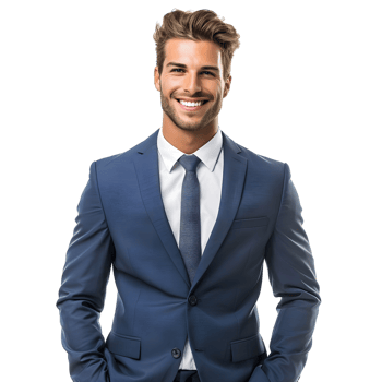 Portrait of happy smiling young businessman isolated on transparent background png