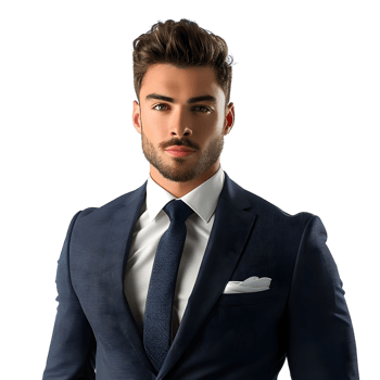 Handsome young elegant man in suit isolated on transparent background png