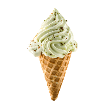 Matcha Flavored Soft Serve Ice Cream Clipart with Pistachios in Cone, Isolated on Transparent Background png