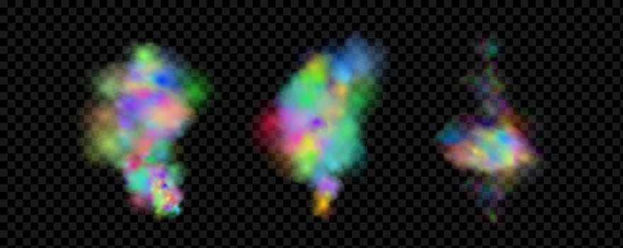 An explosion of colorful smoke clouds.Multicolor fog with blue and yellow particles.Explosions of color powder. vector