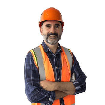 Portrait of a construction worker on a transparent background with arms crossed png