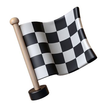 Black and White Checkered Flag 3d Render png