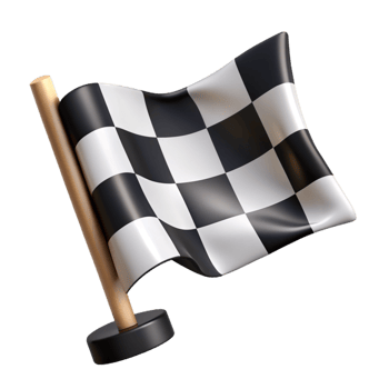 Black and White Checkered Flag 3d Object png