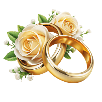 Realistic Wedding Rings with Flowers png