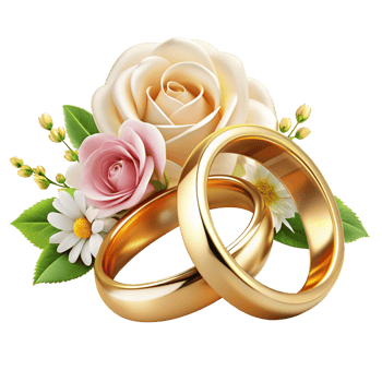 Realistic Wedding Rings with Flowers Element png