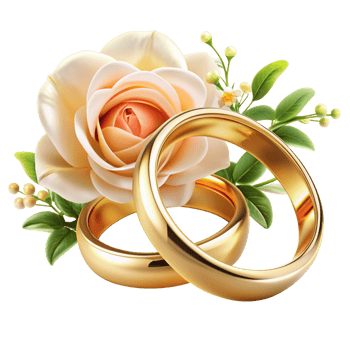 Realistic Wedding Rings with Flowers Item png