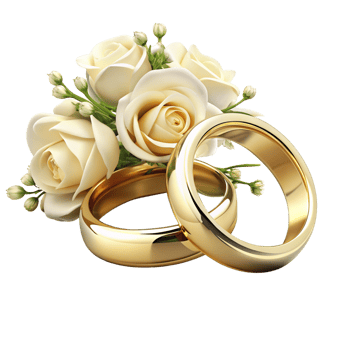 Realistic Wedding Rings with Flowers Asset png