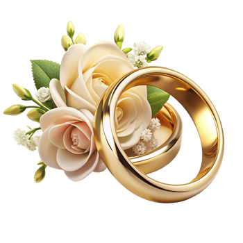 Realistic Wedding Rings with Flowers Concept png