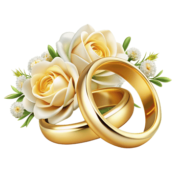 Realistic Wedding Rings with Flowers Graphic png