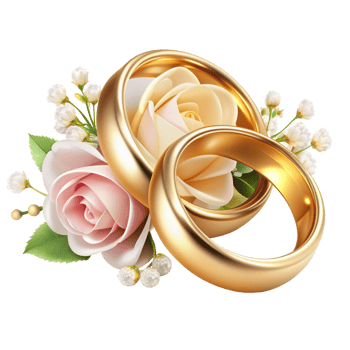 Realistic Wedding Rings with Flowers Design png