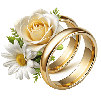 Realistic Wedding Rings with Flowers Illustration png