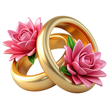 Wedding Rings with Flowers 3d Asset png