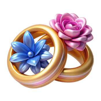 Wedding Rings with Flowers 3d Item png
