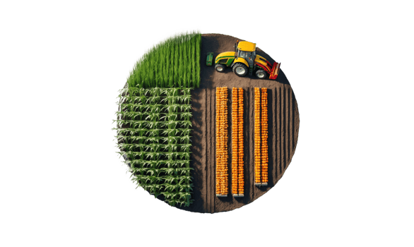 3D Round Isometric Harvest Farm with Tractor and Plantation I png