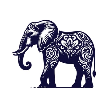 Elephant silhouettes Clip art isolated illustration on a white background vector