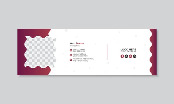 Professional modern gradient email signature or email footer design template, business promotion e signature illustration, standard personal social media cover post vector