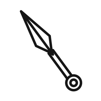 Kunai throwing knife icon Black line art vector