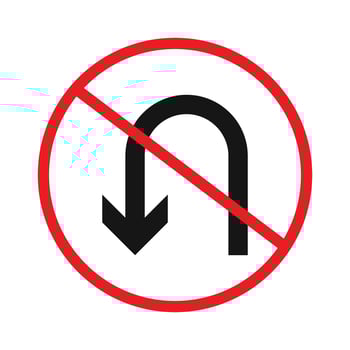 No U turn sign icon Black line art vector
