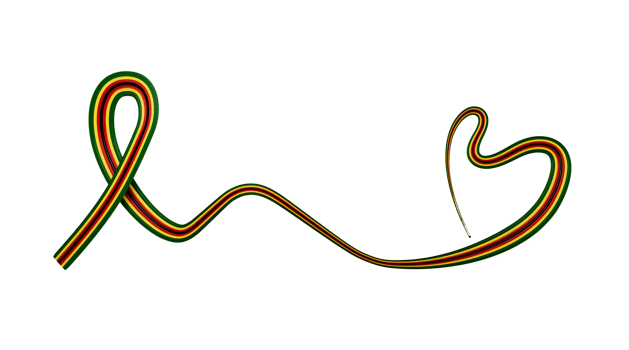 3d Flag Of Zimbabwe, Heart Shaped Wavy Awareness Ribbon flag, 3d illustration png