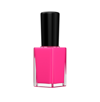 3d Glossy Pink Nail Polish Glass Bottle With Black Lid Mockup 3d Illustration png