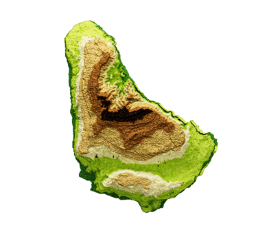 Barbados Map Shaded relief Color Height map 3d illustration png