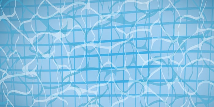 Swimming pool's surface, highlighted by transparent blue waves and a subtle grid layout underneath. The design captures the dynamic play of light and water vector