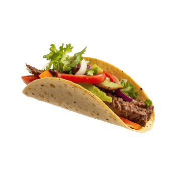 Mexican Magic Delicious Beef Taco with Vegetables Isolated on Transparent Background Mexican, food, cuisine, meal, spicy, ingredients, traditional, tasty, lunch, dinner png
