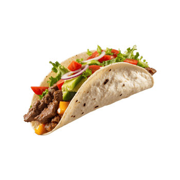 Mexican Magic Delicious Beef Taco with Vegetables Isolated on Transparent Background Mexican, food, cuisine, meal, spicy, ingredients, traditional, tasty, lunch, dinner png