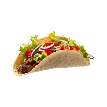 Mexican Magic Delicious Beef Taco with Vegetables Isolated on Transparent Background Mexican, food, cuisine, meal, spicy, ingredients, traditional, tasty, lunch, dinner png