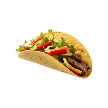 Taco Perfection Delicious Beef Taco with Vegetables Isolated on Transparent Background Mexican, food, cuisine, meal, spicy, ingredients, traditional, tasty, lunch, dinner png
