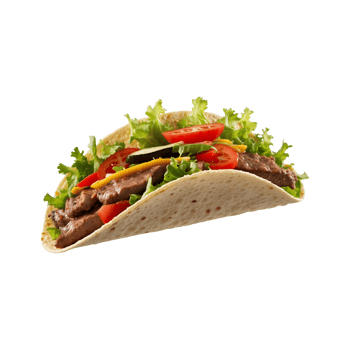 Taco Perfection Delicious Beef Taco with Vegetables Isolated on Transparent Background Mexican, food, cuisine, meal, spicy, ingredients, traditional, tasty, lunch, dinner png
