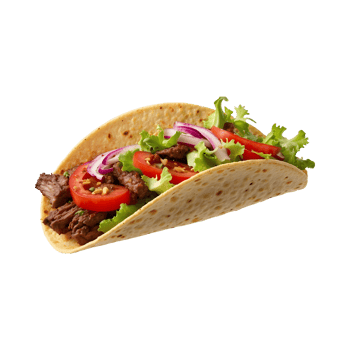 Taco Perfection Delicious Beef Taco with Vegetables Isolated on Transparent Background Mexican, food, cuisine, meal, spicy, ingredients, traditional, tasty, lunch, dinner png