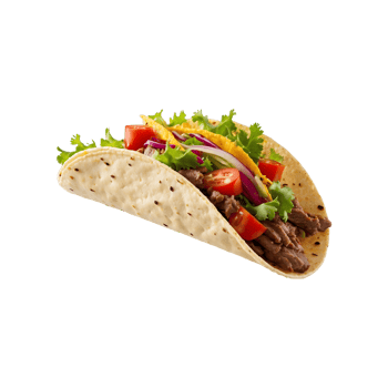 Taco Perfection Delicious Beef Taco with Vegetables Isolated on Transparent Background Mexican, food, cuisine, meal, spicy, ingredients, traditional, tasty, lunch, dinner png